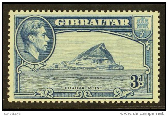 1938 3d Light Blue, Perf 13, SG 125a, Very Fine And Fresh NHM. For More Images, Please Visit... - Gibraltar