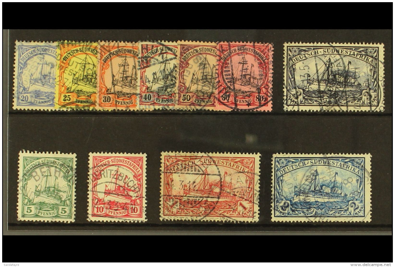 SOUTH WEST AFRICA Small Range Of Very Fine Used Stamps With The 1901 No Wmk 20pf To 80pf Complete Plus The 3M... - Other & Unclassified