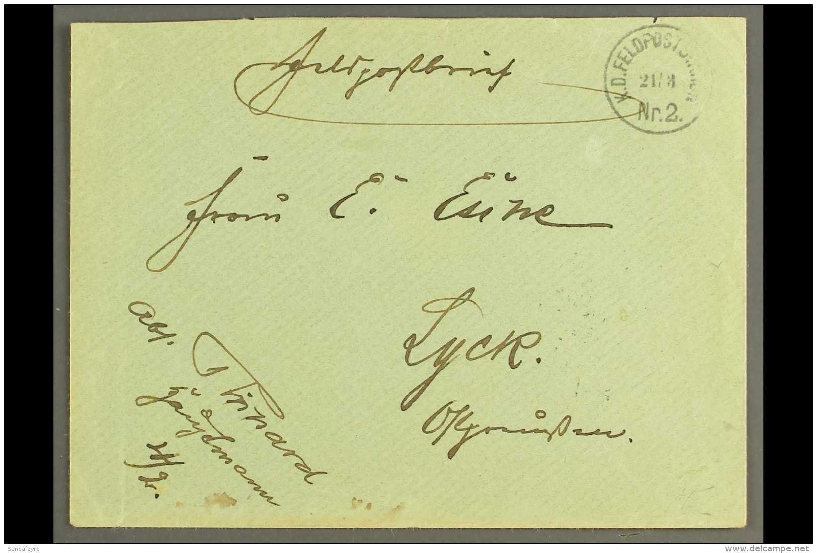 SOUTH WEST AFRICA 1905 (21 Mar) Stampless Feldpost Cover To Germany Showing Fine "K.D. FELDPOSTSTATION / Nr. 2" At... - Autres & Non Classés