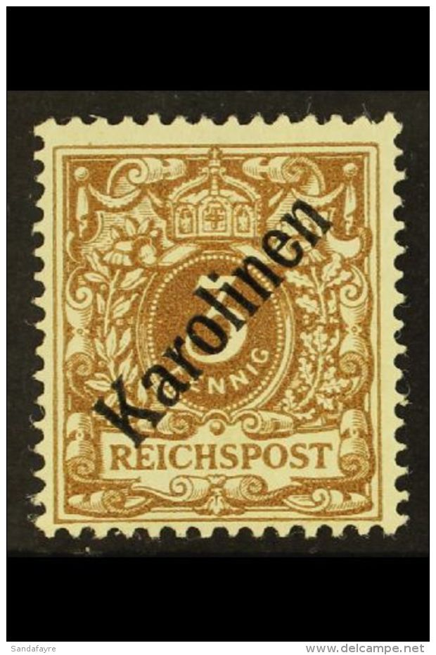 CAROLINE ISLANDS 1899 3pf Grey-brown Overprint Type I (Michel 1 I, SG 1), Fine Mint, Very Fresh. For More Images,... - Other & Unclassified