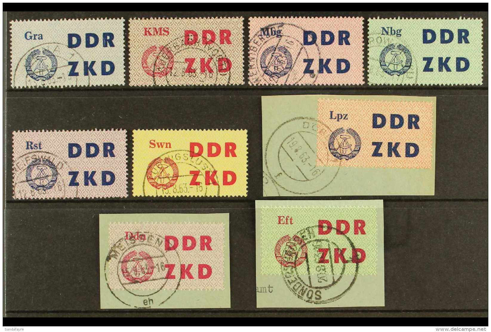 OFFICIALS LAUFKONTROLLZETTEL DES ZKD 1963 Nine Different Values, Very Fine Used, Some On Pieces, Fresh &amp;... - Autres & Non Classés
