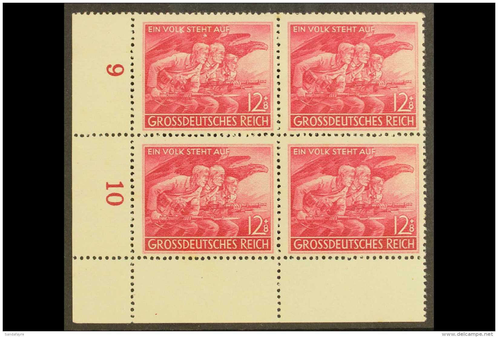 1945 12+8 (Pf) Home Guard With "Spot By K" Plate Flaw, Michel 908 II, In A Never Hinged Mint Lower Left Corner... - Sonstige & Ohne Zuordnung