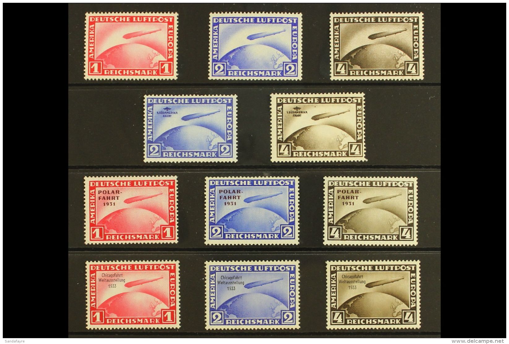 1928-33 GRAF ZEPPELIN ISSUES COMPLETE Includes 1928 2rm And 4rm, 1930 South America Flight Set, 1931 1rm, 1931... - Other & Unclassified