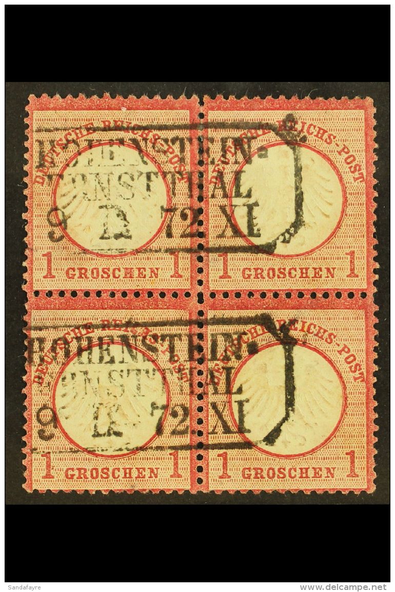 1872 1g Rose-carmine Small Shield (Michel 4, SG 5), Fine Used BLOCK Of 4 Cancelled By Two Boxed "Hohenstein -... - Sonstige & Ohne Zuordnung