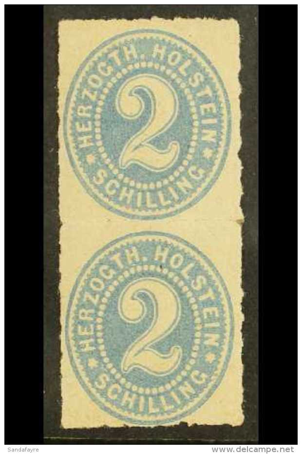 SCHLESWIG - HOLSTEIN 1865 2S Grey Blue Issue For Holstein, Mi 21, Vertical Mint Pair, Lower Stamp NHM. For More... - Other & Unclassified