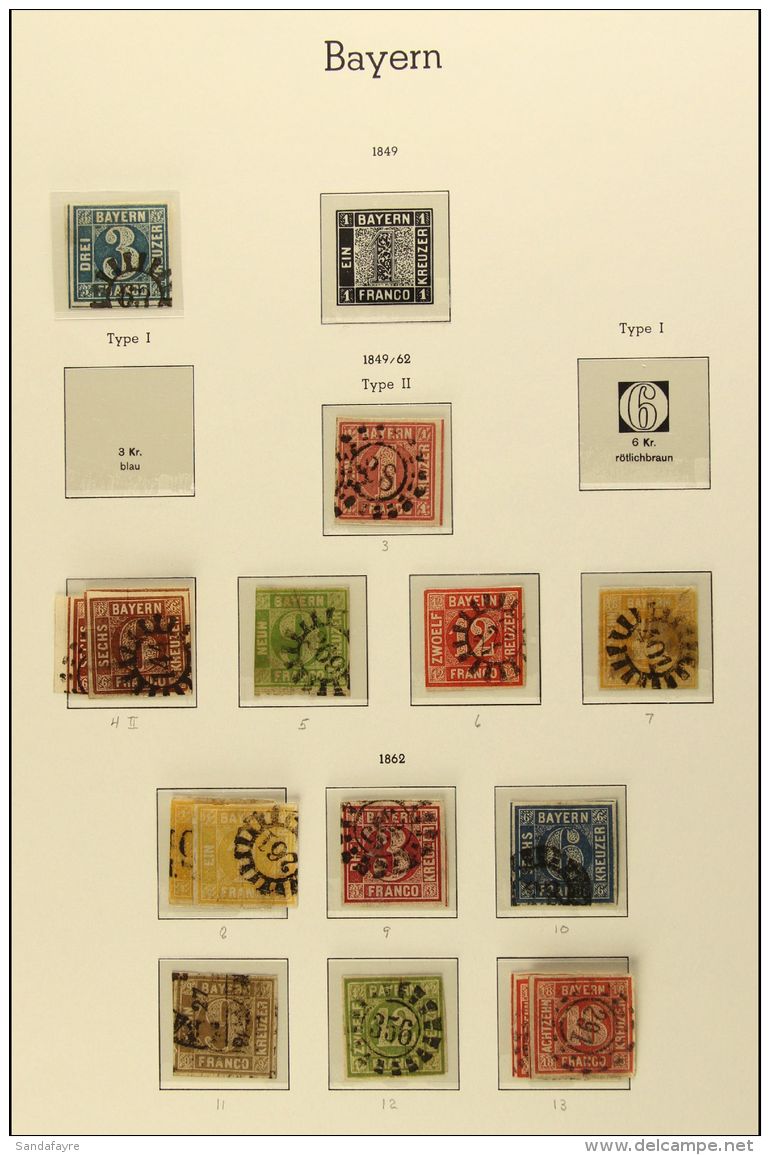 BAVARIA 1849-68 Used Imperfs Collection, Includes 1849 3pf (plate) Fine Used, 1850-58 Set, 1862 New Colours Set To... - Sonstige & Ohne Zuordnung