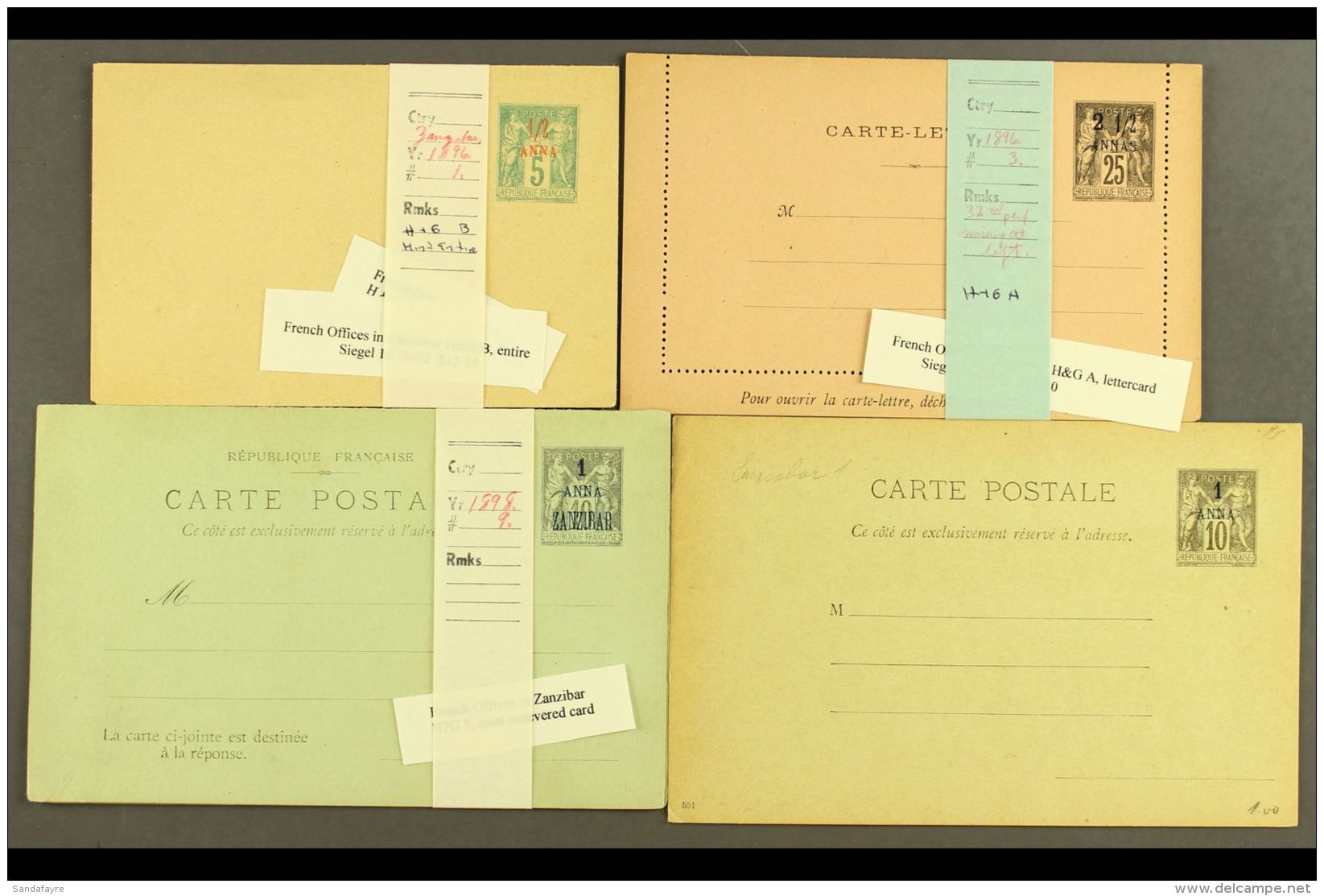 ZANZIBAR 1894-1900 UNUSED Postal Stationery Cards &amp; Reply Cards. Lovely (7 Items) For More Images, Please... - Autres & Non Classés