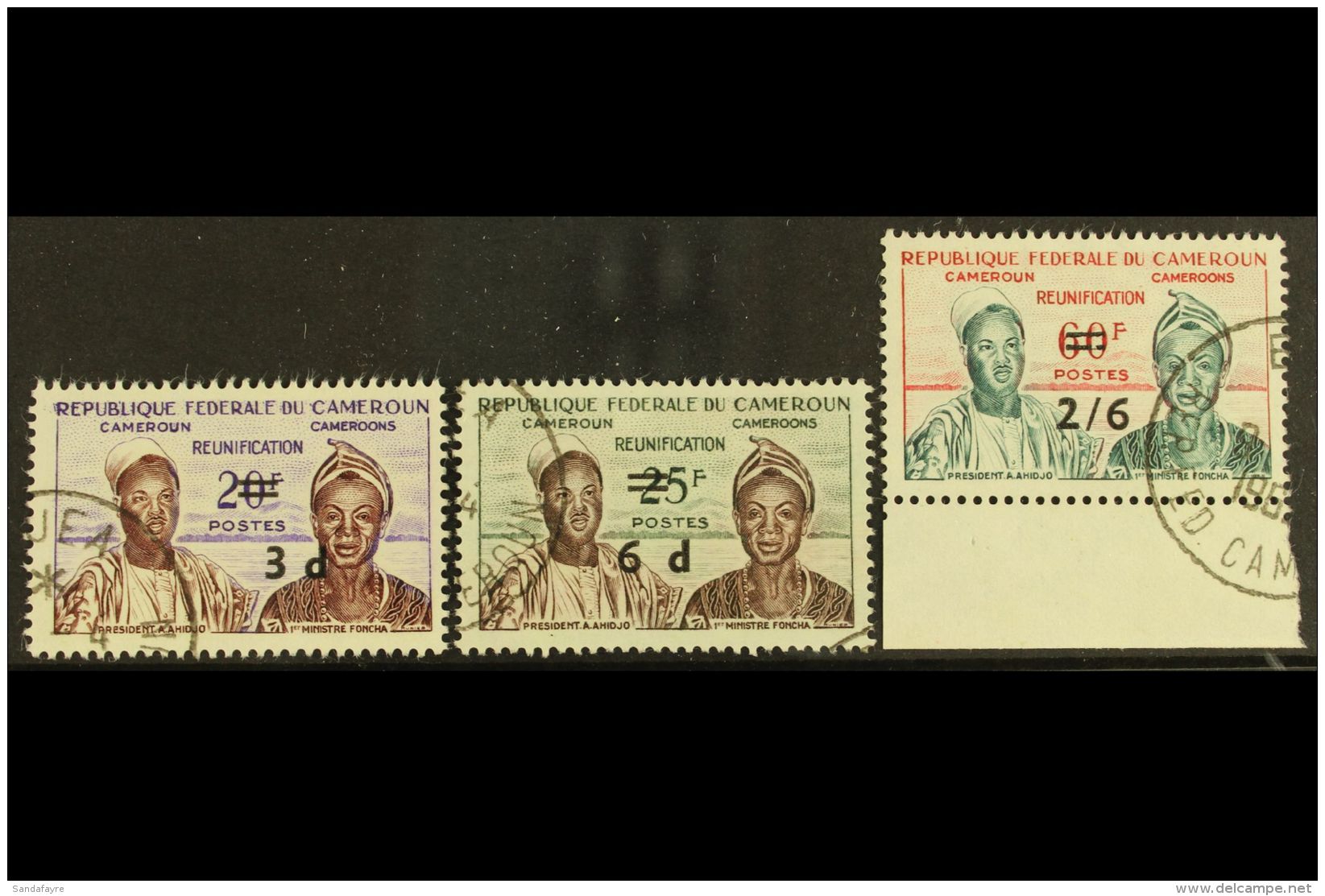 WESTERN CAMEROUN 1962 Re-unification Set Surcharged In Sterling, Yv 332/334, Very Fine Used (3 Stamps) For More... - Andere & Zonder Classificatie