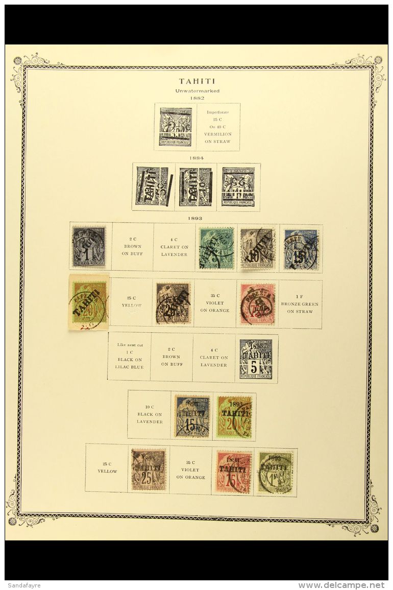 TAHITI 1893 - 1903 Very Fine Used Selection Including 1893 1c Black On Blue, 5c Green, 10c, 15c 20c (on Piece),... - Sonstige & Ohne Zuordnung