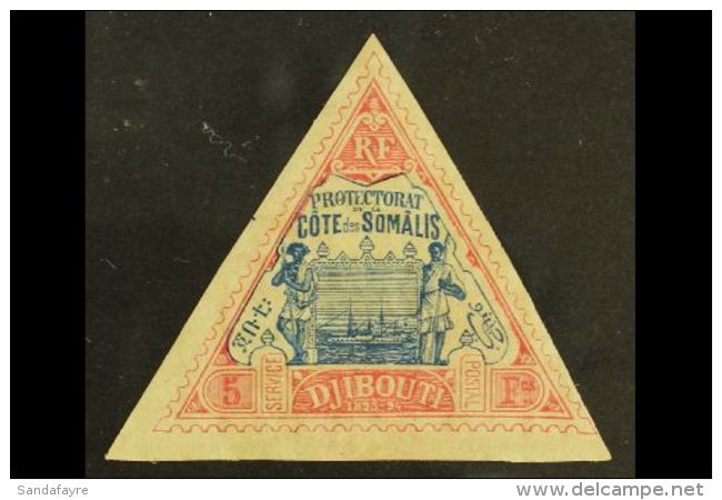 SOMALI COAST 1894 5fr Rose And Blue, Yv 19, Very Fine Mint With Clear To Large Margins. For More Images, Please... - Autres & Non Classés