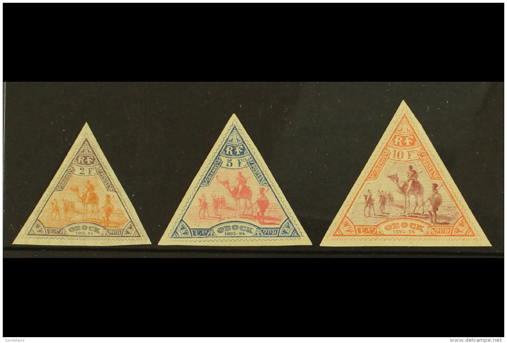 OBOCK 1894 2fr, 5fr And 10fr Meharis, Yv 60/2, Very Fine And Fresh Mint. (3 Stamps) For More Images, Please Visit... - Sonstige & Ohne Zuordnung