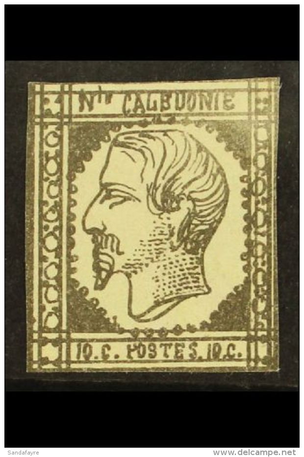 NEW CALEDONIA 1859 10c Grey Black Napoleon, Yv 1, Fine Mint No Gum. Guarantee Mark On Reverse. For More Images,... - Autres & Non Classés