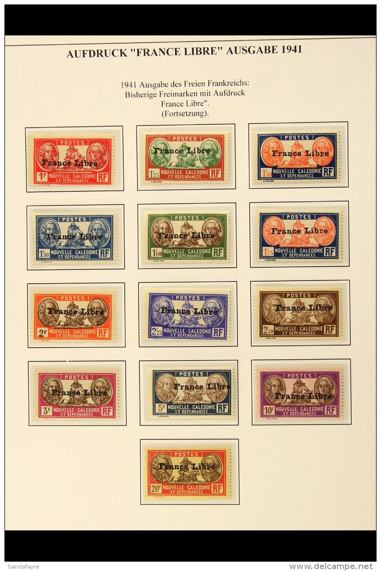 NEW CALEDONIA 1941 "France Libre" Overprinted Complete Set (Yvert 195/29, SG 232/66) Never Hinged Mint, Some... - Andere & Zonder Classificatie