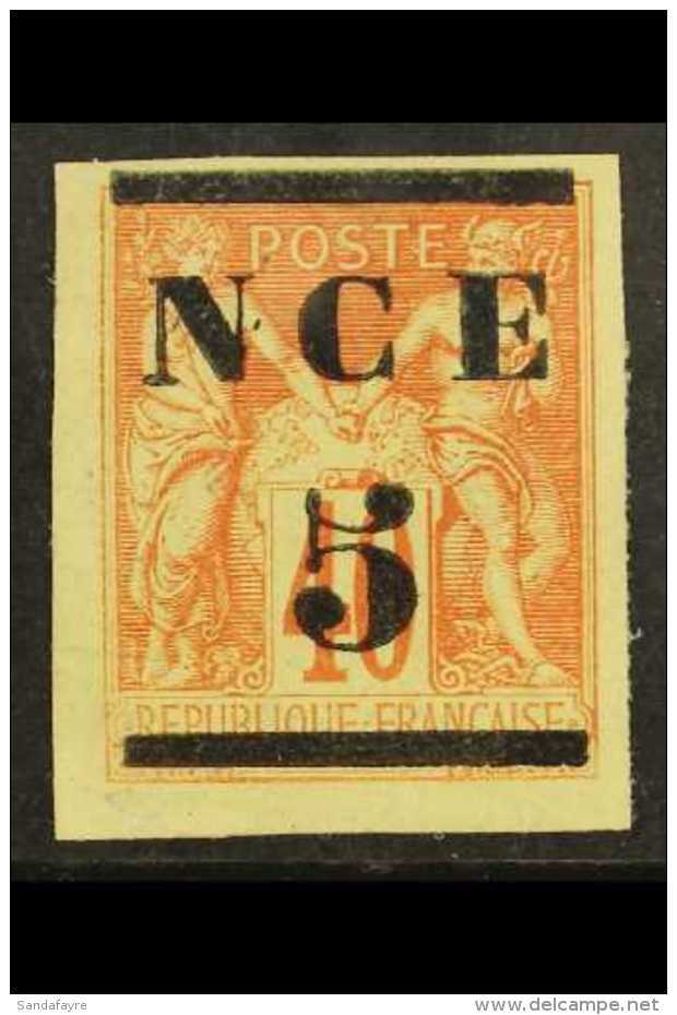 NEW CALEDONIA 1881-83 "5" On 40c Red (Yvert 2, Maury 3), 4 Good To Large Margins, Very Fine Lightly Hinged Mint.... - Sonstige & Ohne Zuordnung