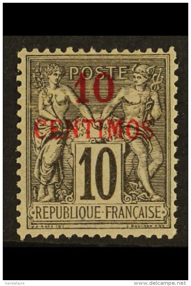 MOROCCO 1891 10c On 10c Black On Lilac, Type II, Ovptd In Red, Yv 3Aa, Very Fine Mint. For More Images, Please... - Andere & Zonder Classificatie