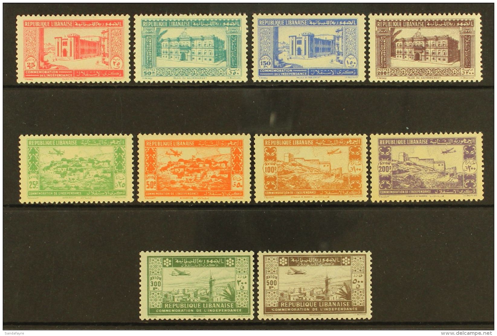 LEBANON 1943 Second Anniv Of Independence Postage &amp; Air Complete Set (Yvert 189/92 &amp; 85/96, SG 265/74),... - Sonstige & Ohne Zuordnung