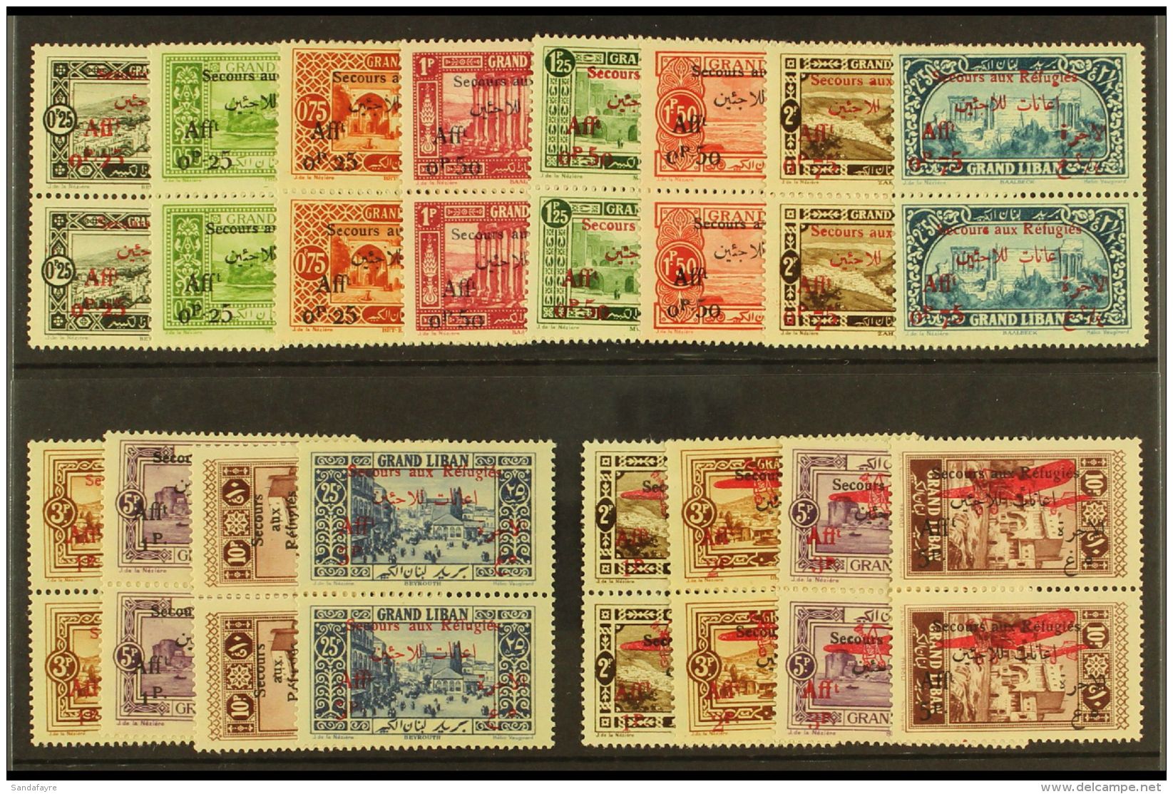LEBANON 1926 Refugees Overprints Postage &amp; Air Complete Set (Yvert 63/74 &amp; 17/20, SG 79/94), Fine Never... - Sonstige & Ohne Zuordnung