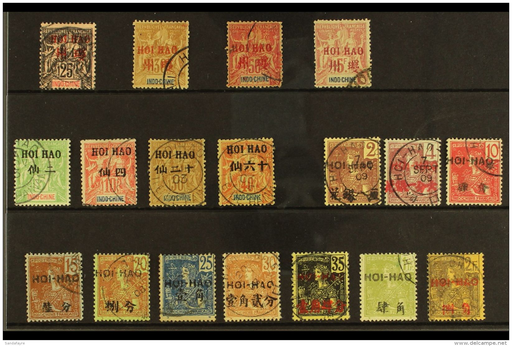 HOI - HAO 1901-1906 USED SELECTION On A Stock Card. Includes 1901 25c, 30c &amp; 50c Plus A 5f Forgery, 1903-04... - Sonstige & Ohne Zuordnung