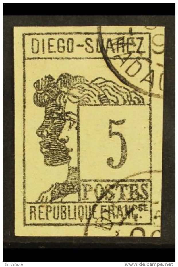 DIEGO SUAREZ 1890 5c Grey Black Allegory, Yv 7, Very Fine Used. For More Images, Please Visit... - Other & Unclassified