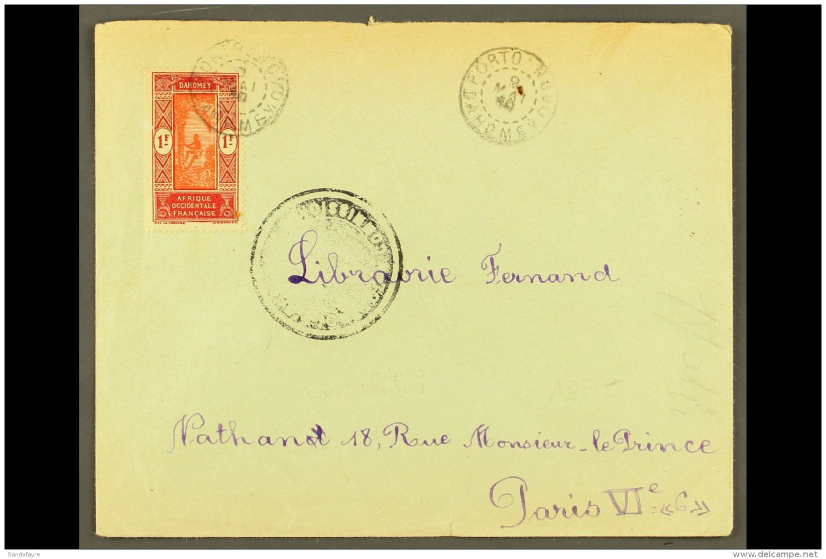 DAHOMEY 1940 (9 May) Censored Cover To France, Bearing 1f Stamp Tied By "Porto Novo" Cds Cancel, Plus Scarce Large... - Andere & Zonder Classificatie