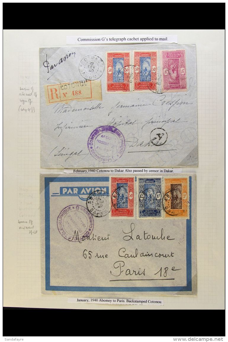 DAHOMEY 1939-1945 Interesting Collection Of CENSORED COVERS, Mostly Air Mail, All But One With Attractive Multiple... - Sonstige & Ohne Zuordnung