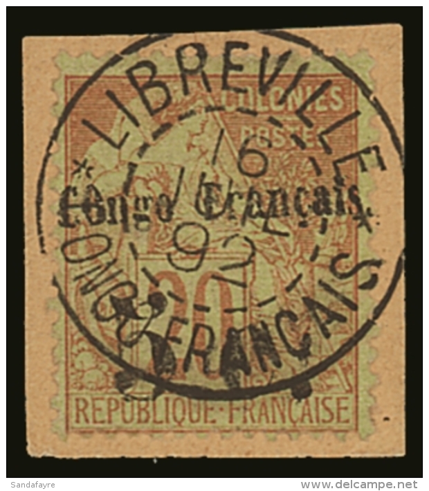 CONGO 1891-92 5c On 20c Red/green, Yvert 3 (SG 5), Very Fine Used On Small Piece, Tied By Fully Dated LIBREVILLE... - Andere & Zonder Classificatie