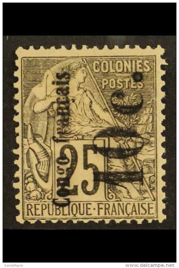 CONGO 1891 10c On 25c, Small"o", Reading Upwards, Yv 5b, Very Fine Mint. For More Images, Please Visit... - Other & Unclassified