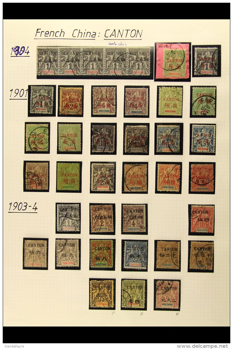 CANTON 1901-1919 USED COLLECTION In Hingeless Mounts On Leaves, Inc 1901-02 Most Vals To 30c, 40c &amp; 50c,... - Sonstige & Ohne Zuordnung