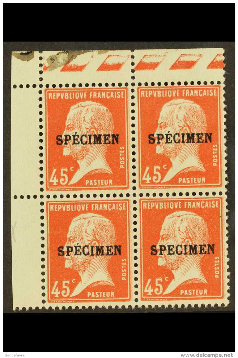 COURS D'INSTRUCTION 1925 45c Red Pasteur With "SPECIMEN" Overprint, Yvert 175-CI 1, Fine Never Hinged Mint Corner... - Sonstige & Ohne Zuordnung