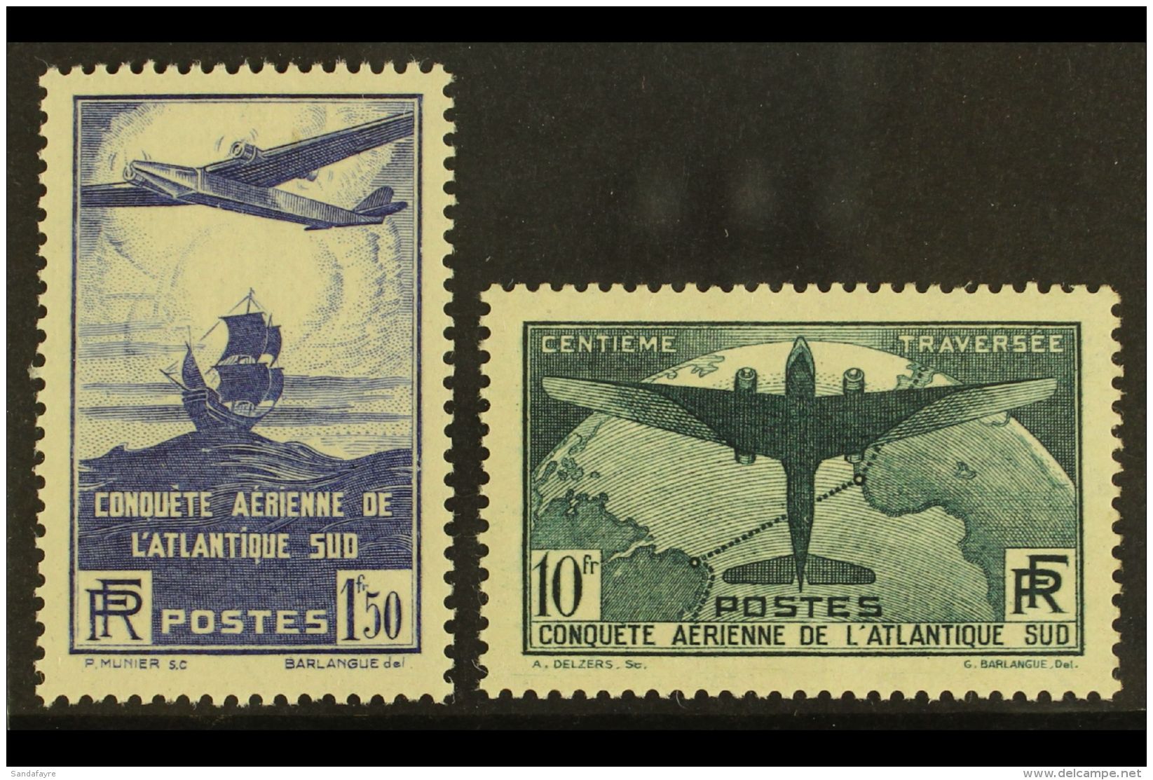 1936 Atlantic Crossing Set, Yv 320/21, Very Fine Mint (2 Stamps) For More Images, Please Visit... - Andere & Zonder Classificatie