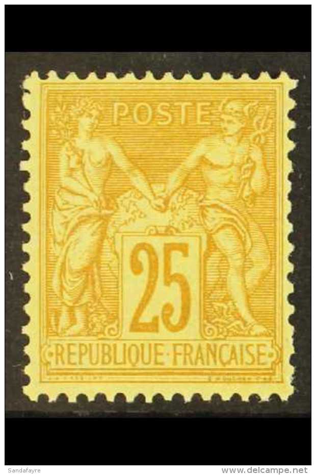 1877-90 25c Bistre On Yellow Peace &amp; Commerce, SG 263 (Yvert 92), Fine Never Hinged Mint. Fresh &amp; Lovely.... - Autres & Non Classés