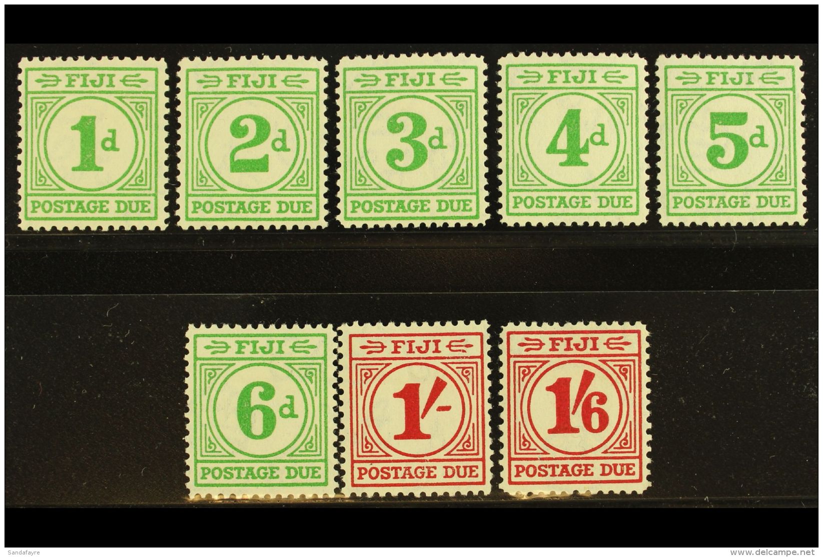 POSTAGE DUES 1940 Complete Set, SG D11/18, Fine Mint, Very Fresh. (8 Stamps) For More Images, Please Visit... - Fiji (...-1970)