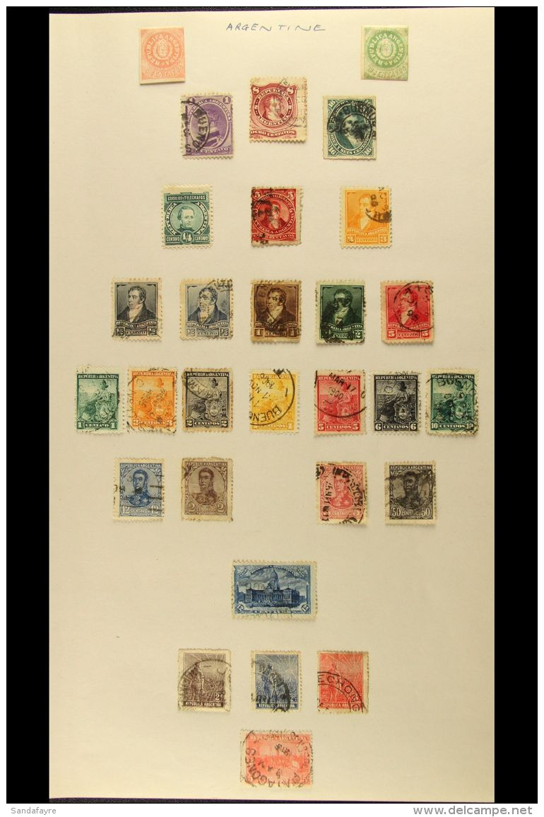 WORLD COLLECTION. 1850's - 1940's Chiefly Used Stamps On Leaves, Inc Argentine, Austria, Bavaria, Brazil,... - Otros & Sin Clasificación
