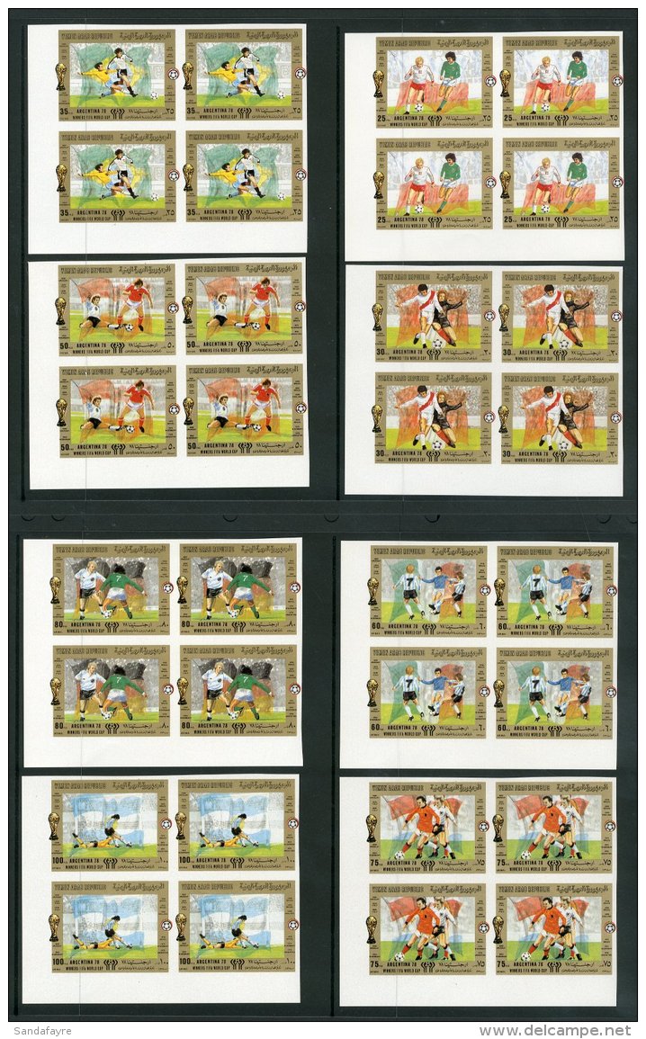 FOOTBALL WORLD CUP 1980 YEMEN WORLD CUP Set, Mi 1619/26B, As RARE Never Hinged Mint IMPERF Marginal Blocks Of 4.... - Unclassified