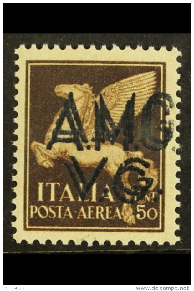 WWII AMG - VENEZIA GIULIA 1945-47  50c Brown Air, Variety "double Overprint" Sass 1c, Fine NHM. Cat &euro;280... - Ohne Zuordnung