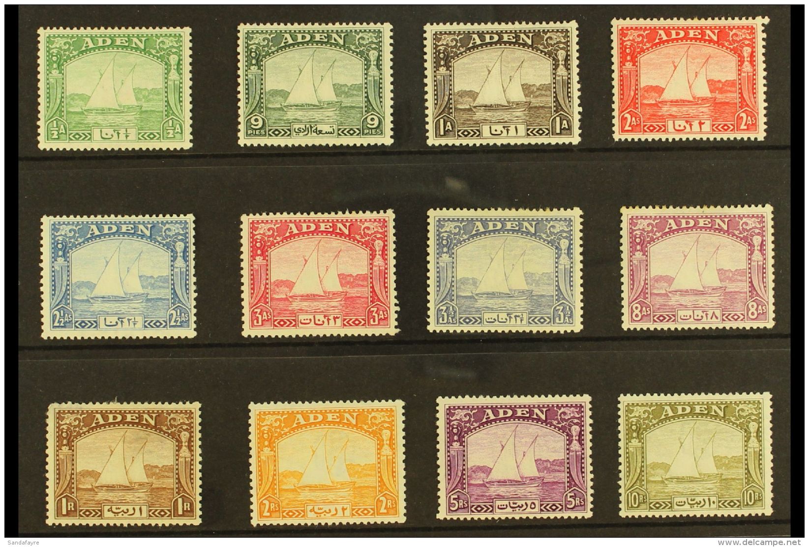 1937 Dhow Set Complete, SG 1/12, Fine To Very Fine Mint, Few Small Gum Faults On Lower Values, 5r And 10r Very... - Aden (1854-1963)