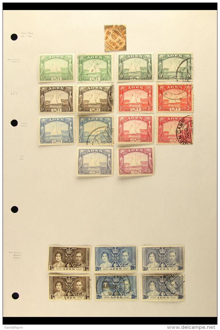 1937-1967 MINT &amp; USED COLLECTION On Leaves, Inc 1937 Dhow Mint Set To 8a, 1939-48 Mint Set To 2r &amp; Used... - Aden (1854-1963)