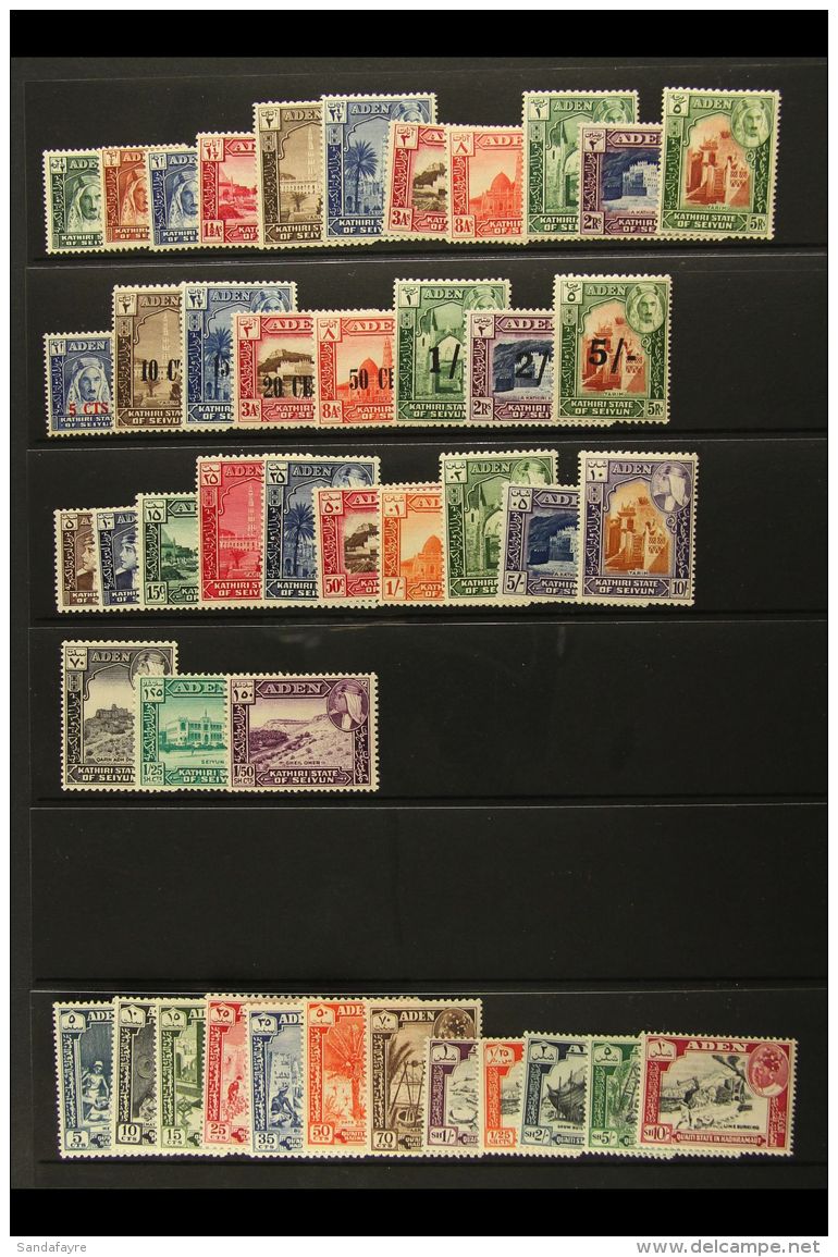 ADEN STATES 1942-63 All Different Very Fine Mint Collection, Includes SEIYUN 1942 Complete Set, 1951 Surcharge... - Aden (1854-1963)