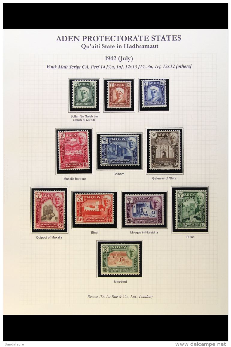 QU'AITI STATE IN HADHRAMAUT 1942-63 COMPLETE MINT COLLECTION (mostly Never Hinged), SG 1/52. Super Quality (50+... - Aden (1854-1963)