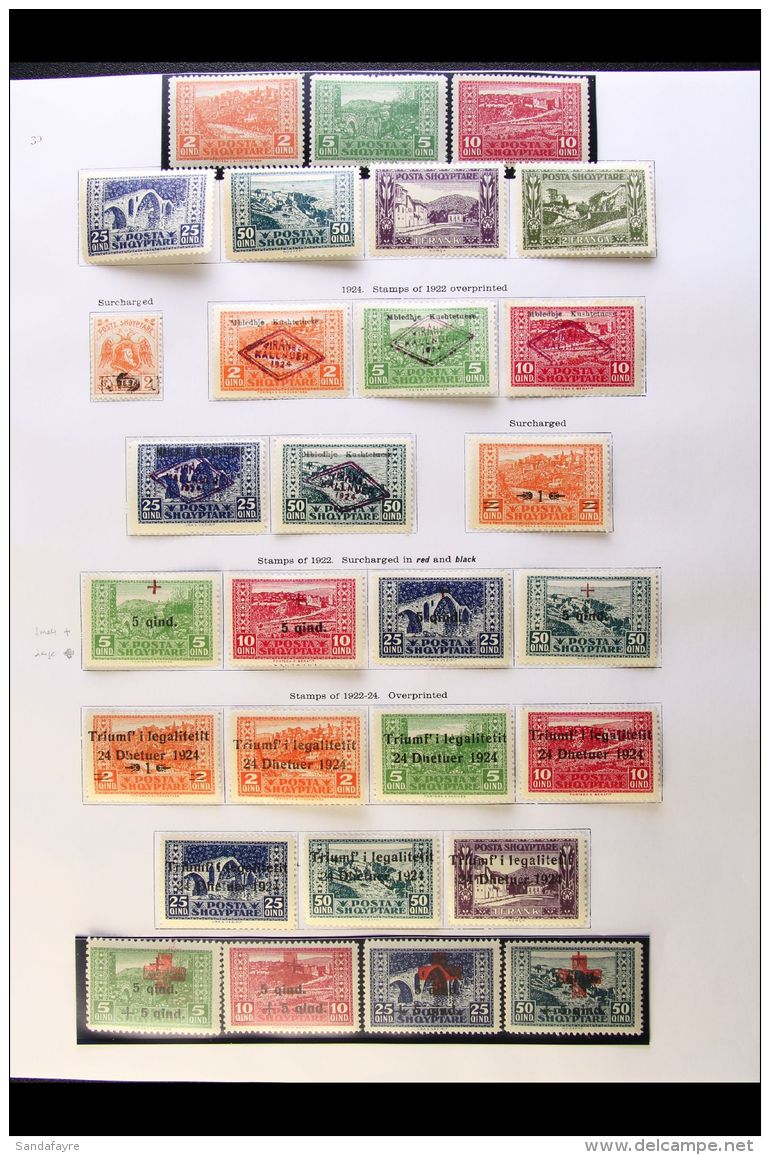 1922-37 VIRTUALLY COMPLETE MINT COLLECTION Presented On Printed Pages. Includes A Virtually Complete Run From The... - Albanien