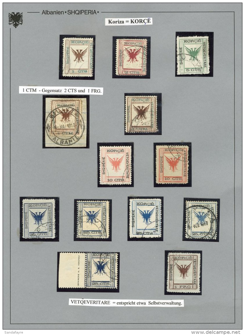 PROVINCE OF KORITZA (KORCE) 1917 Fine Used Collection Of Both Of The "Double Eagle" Types, Includes The First... - Albanië