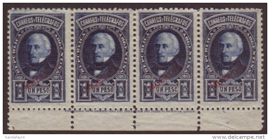 1891 1p Deep Blue San Martin (Sc 86, SG 139) With "MUESTRA" (Specimen) Overprint - A Fine Mint IMPRINT STRIP OF... - Andere & Zonder Classificatie