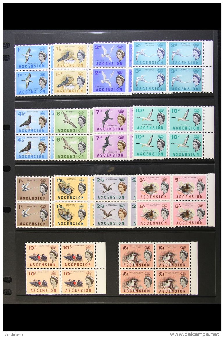 1963 Definitives Complete Set, SG 70/83, In Never Hinged Mint BLOCKS OF FOUR. (14 Blocks = 56 Stamps) For More... - Ascension (Ile De L')
