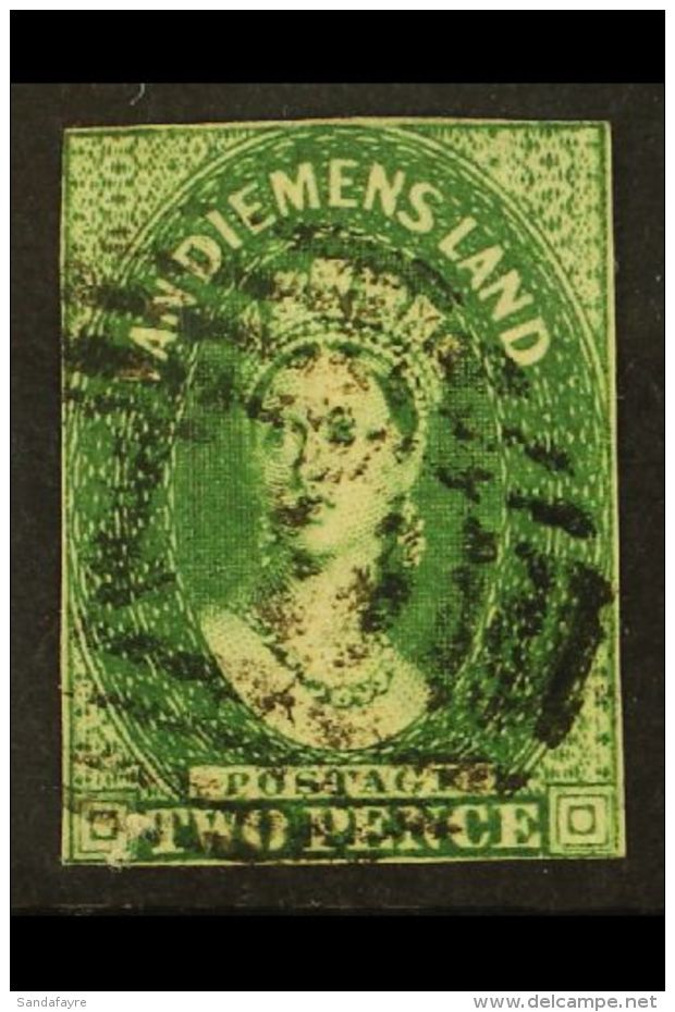 TASMANIA 1855 2d Green, Wmk Large Star, SG.16, Good To Fine Used, Margins Cut Just Clear Or Just On Frames,... - Autres & Non Classés