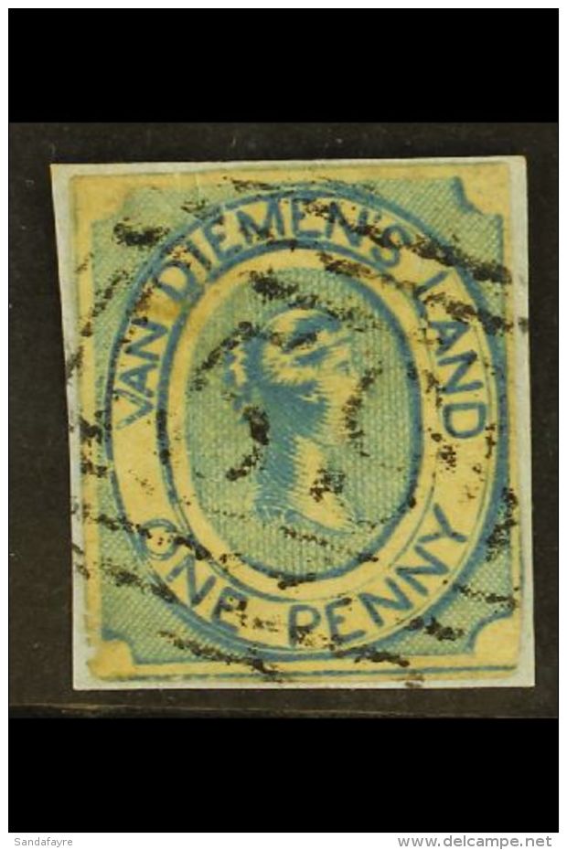 TASMANIA 1853 1d Blue, Imperf, On Medium Soft Yellowish Paper With All Lines Clear And Distinct, SG 2, Good Used... - Sonstige & Ohne Zuordnung