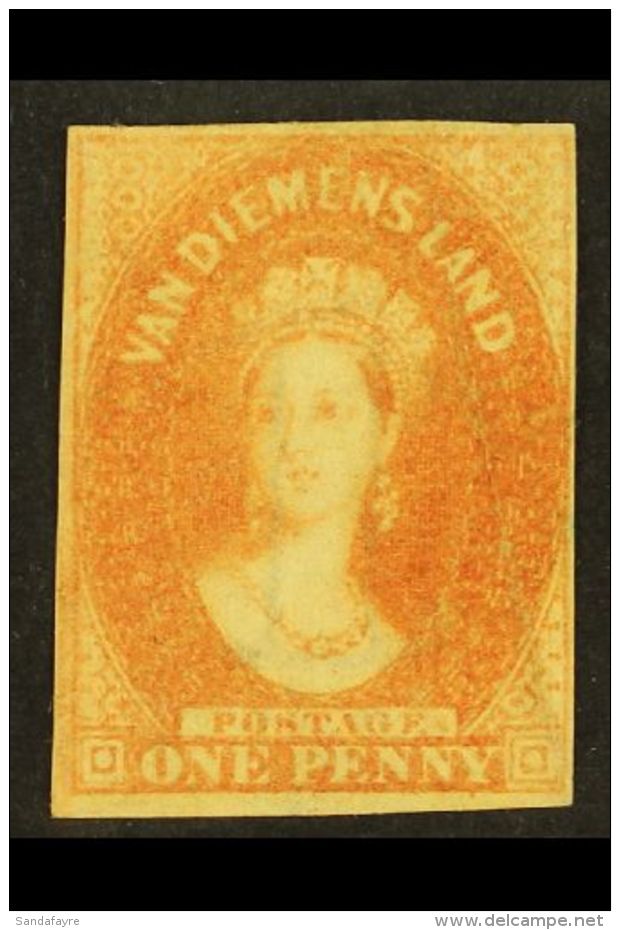 TASMANIA 1857-67 1d Pale Red- Brown, SG 26, Very Fine Unused No Gum With 4 Margins. Attractive And Original, Cat... - Autres & Non Classés