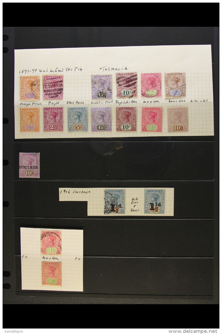 TASMANIA 1892-1907 Mint And Used Collection Of Queen Victoria ""Key Types", Includes 1892-99 &frac12;d,... - Andere & Zonder Classificatie