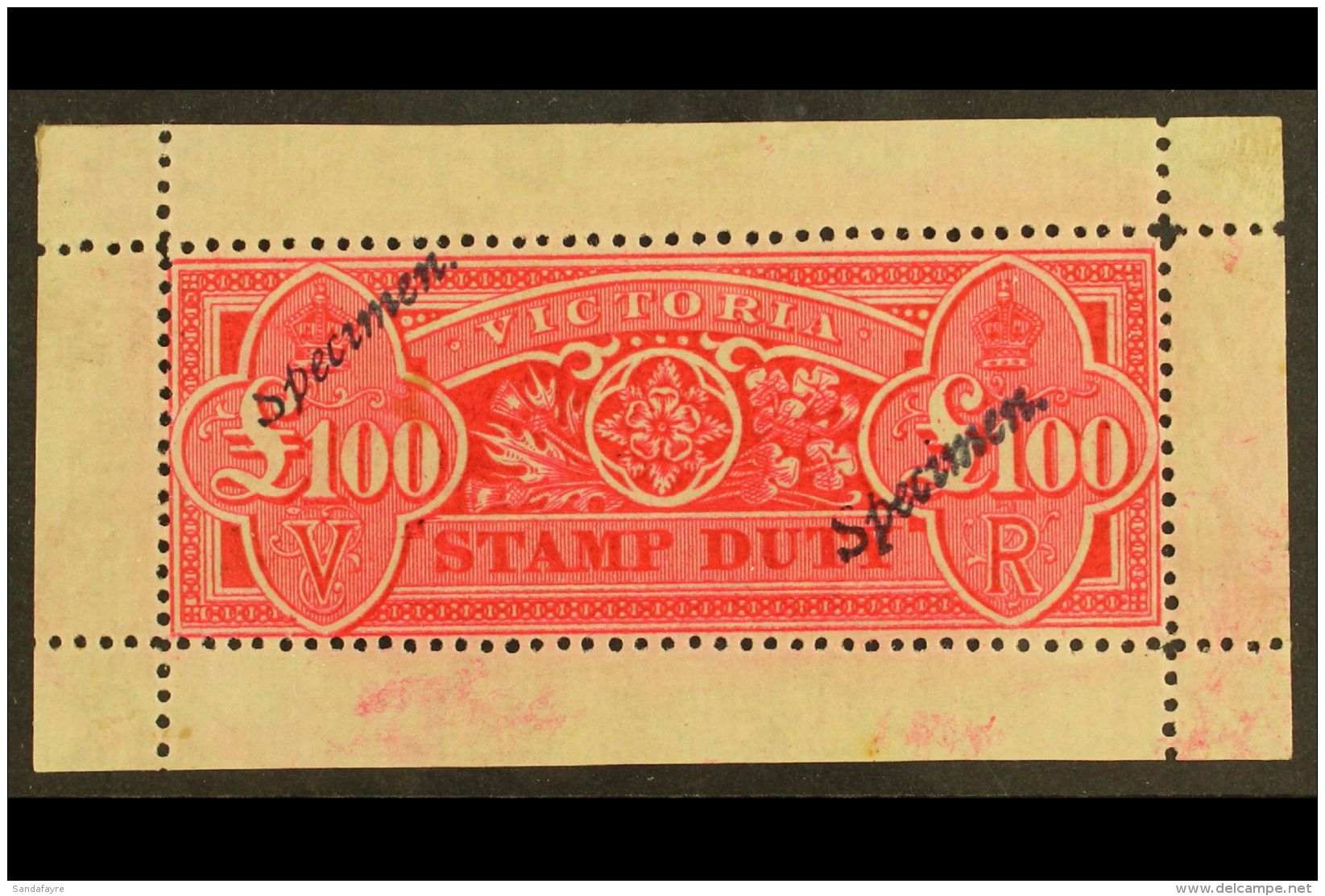 VICTORIA 1884-00 &pound;100 Aniline Crimson (wmk Upright) Stamp Duty Recess- Printed From A Single Die With Full... - Andere & Zonder Classificatie