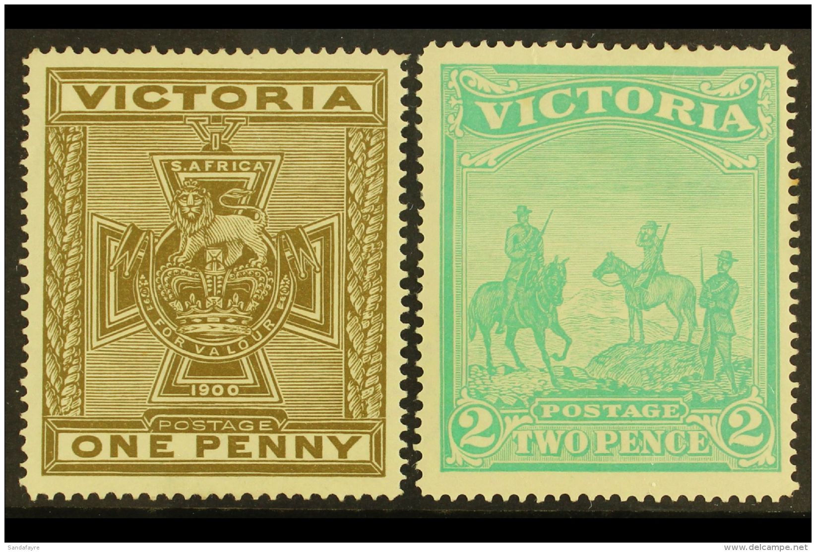 VICTORIA 1900 Patriotic Fund Set Complete, SG 374/75, Very Fine Mint, The 2d With Short Perfs At Left (2 Stamps)... - Sonstige & Ohne Zuordnung