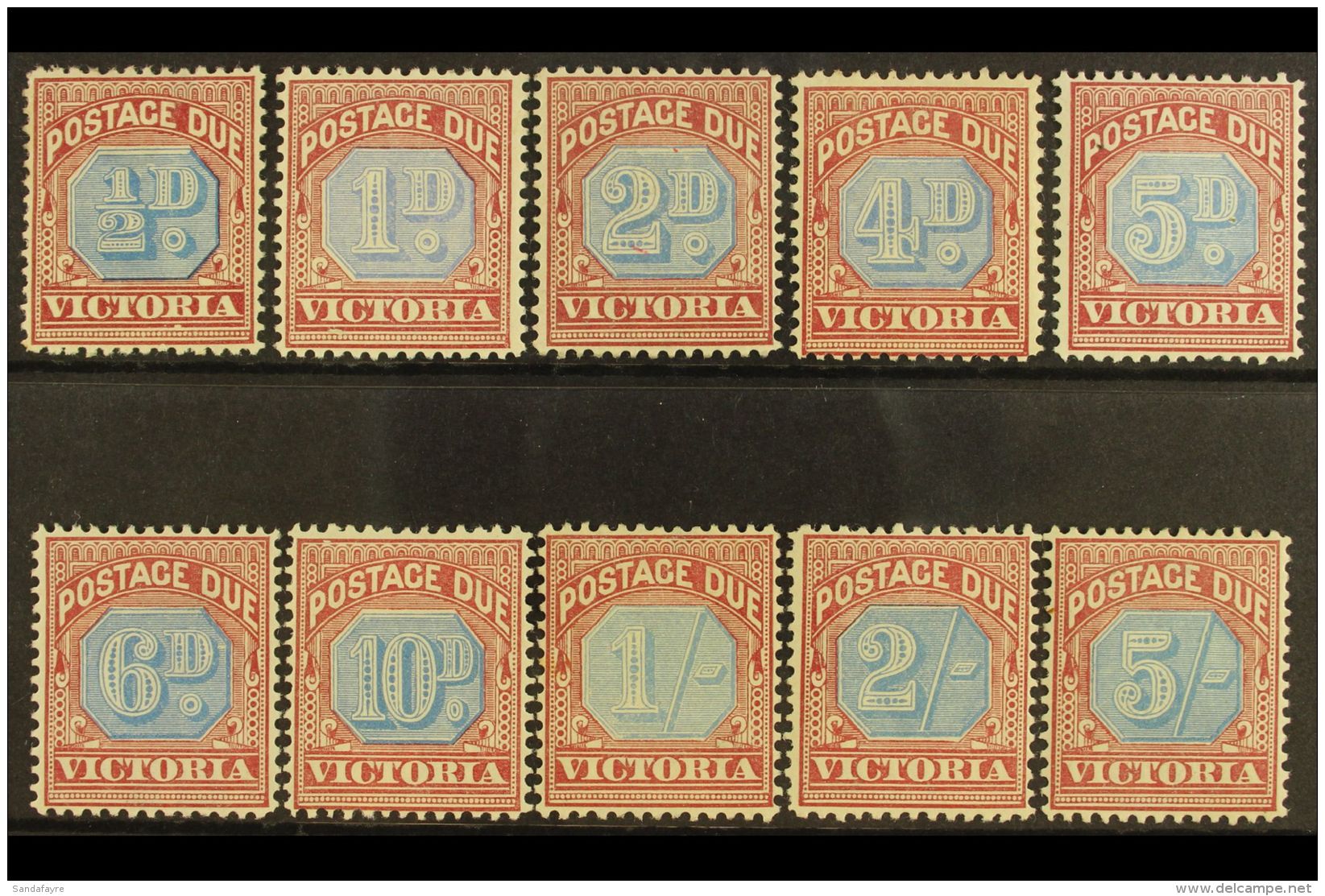 VICTORIA POSTAGE DUES 1890-94 Complete Set, SG D1/D10, Fine Mint. (10 Stamps) For More Images, Please Visit... - Andere & Zonder Classificatie